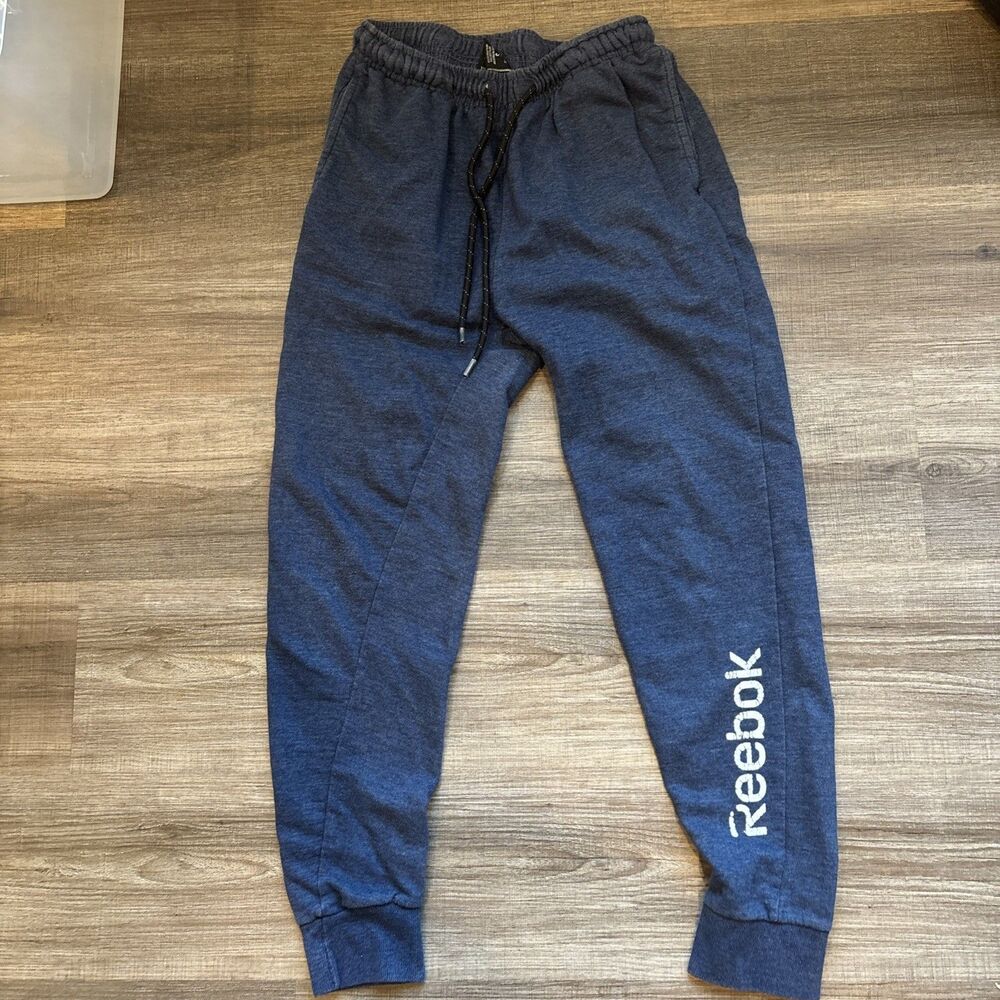 Reebok Mens Sleepwear Lounge Pants Blue Heather Drawstring Joggers Small